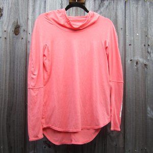 Woman's Medium Coral Fox Tech Hooded Long Sleeve Shirt